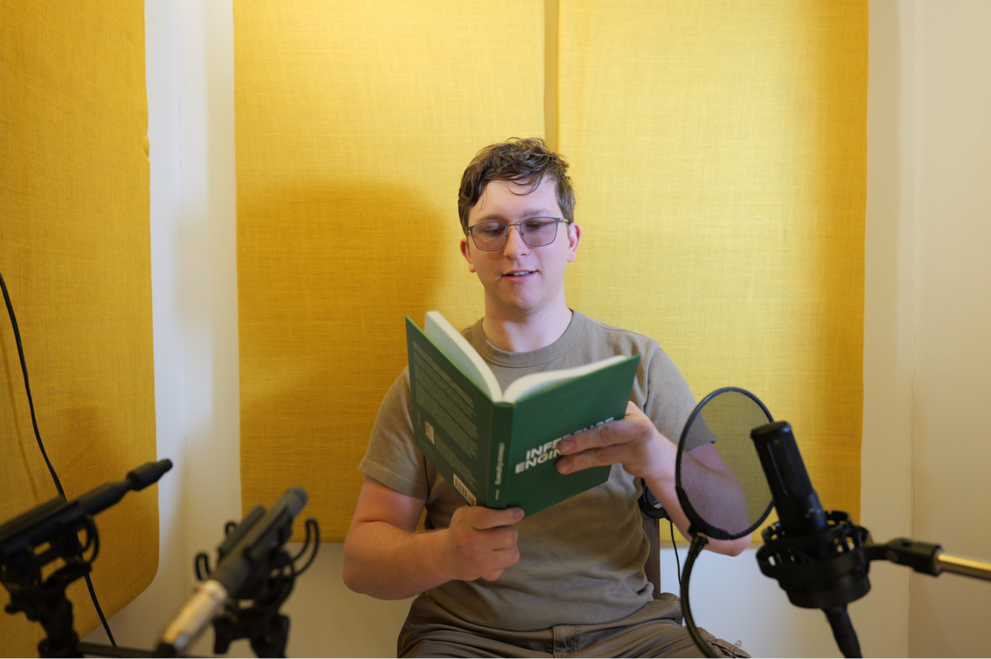 Studio recording session for voice cloning