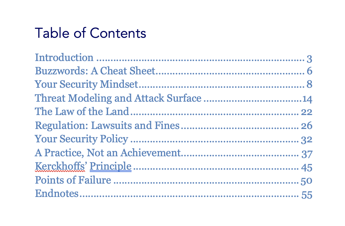 Table of contents